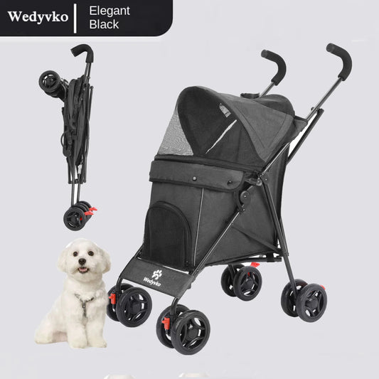 Wedyvko Pet Dog Stroller 4 Wheels Puppy Stroller with Brakes Storage for Dogs Cats Travel Pet Supplies Outdoor