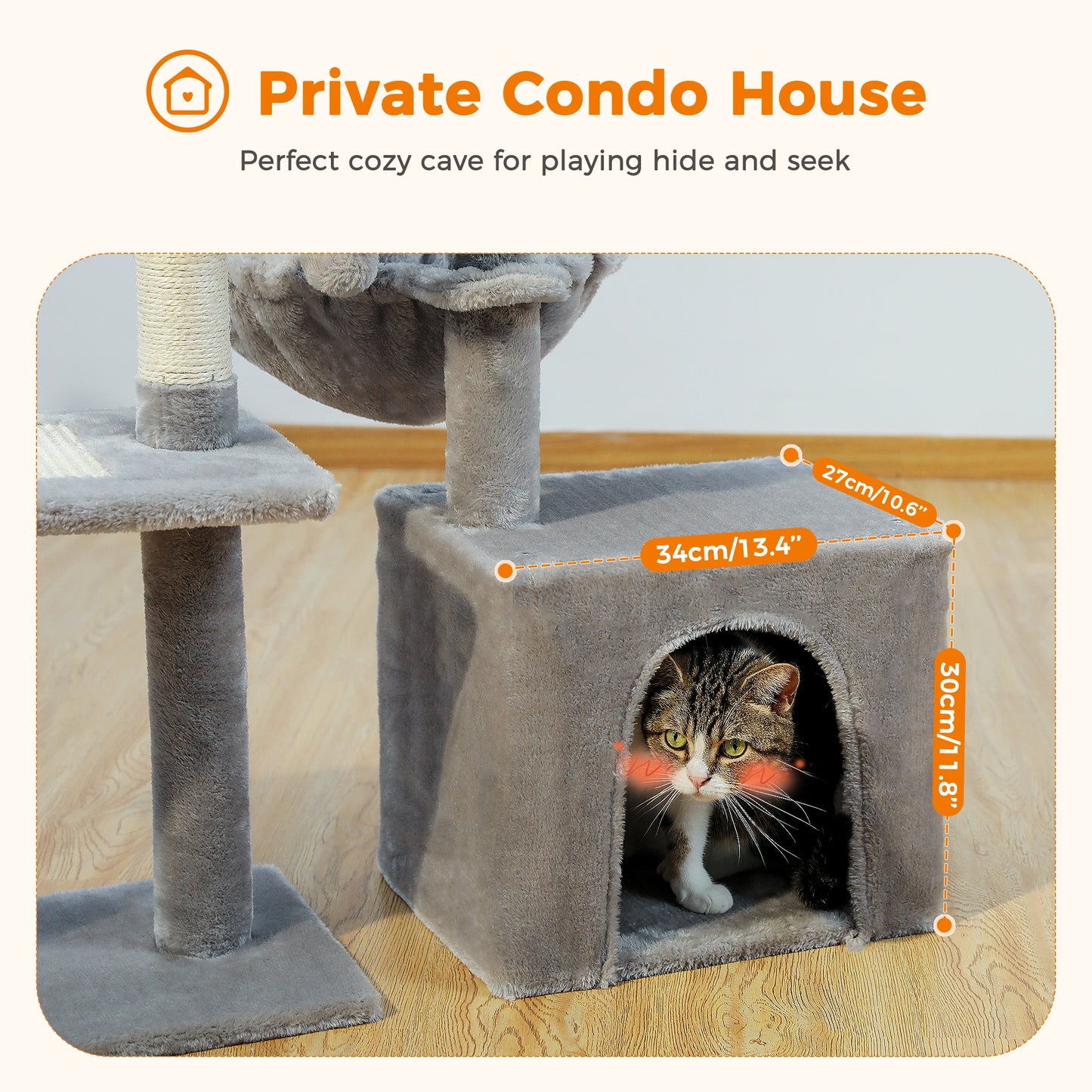 Cat tree Cat Tower for Indoor Cats Cat Activity Tree with Cat Scratching Posts Big Hammock and Removable Top Perch