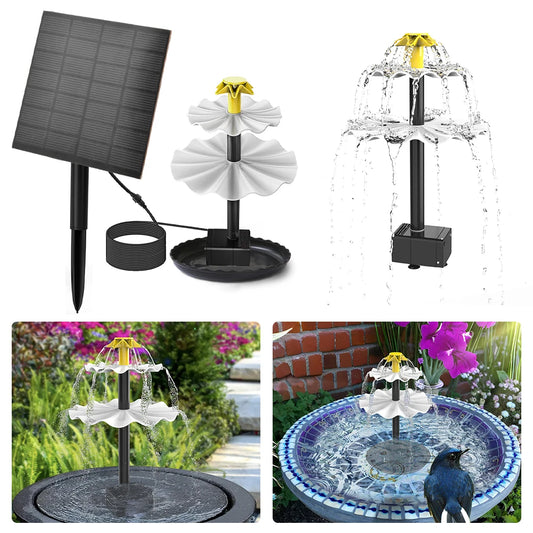 3 Tiered Bird Bath Pump DIY Solar Bird Bath Fountain 3.5W Fountain Pump with Solar Panel Multifunction for Garden Decoration