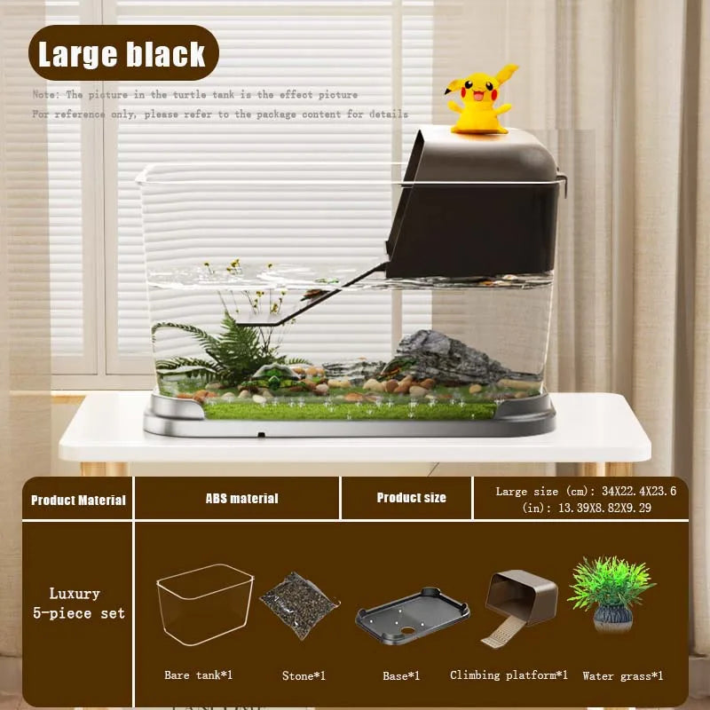 New Household Brazilian Turtle Ecological Landscape Tank Turtle Specific Feeding Tank With Tape Platform Amphibious Turtle Tanks