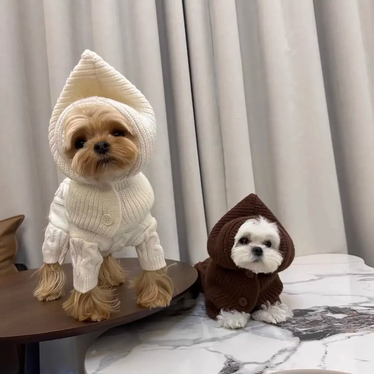 Knit Sweater Jumpsuit for Small Dogs, Monochromatic, Simple, Fashion, Warm, Thick, Pet Items, Winter