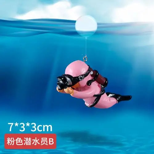 Fish Tank Decoration Luminous Green Mini Floating Diver Aquarium Ornaments Cute Small Floating Diver Aquarium Accessories
