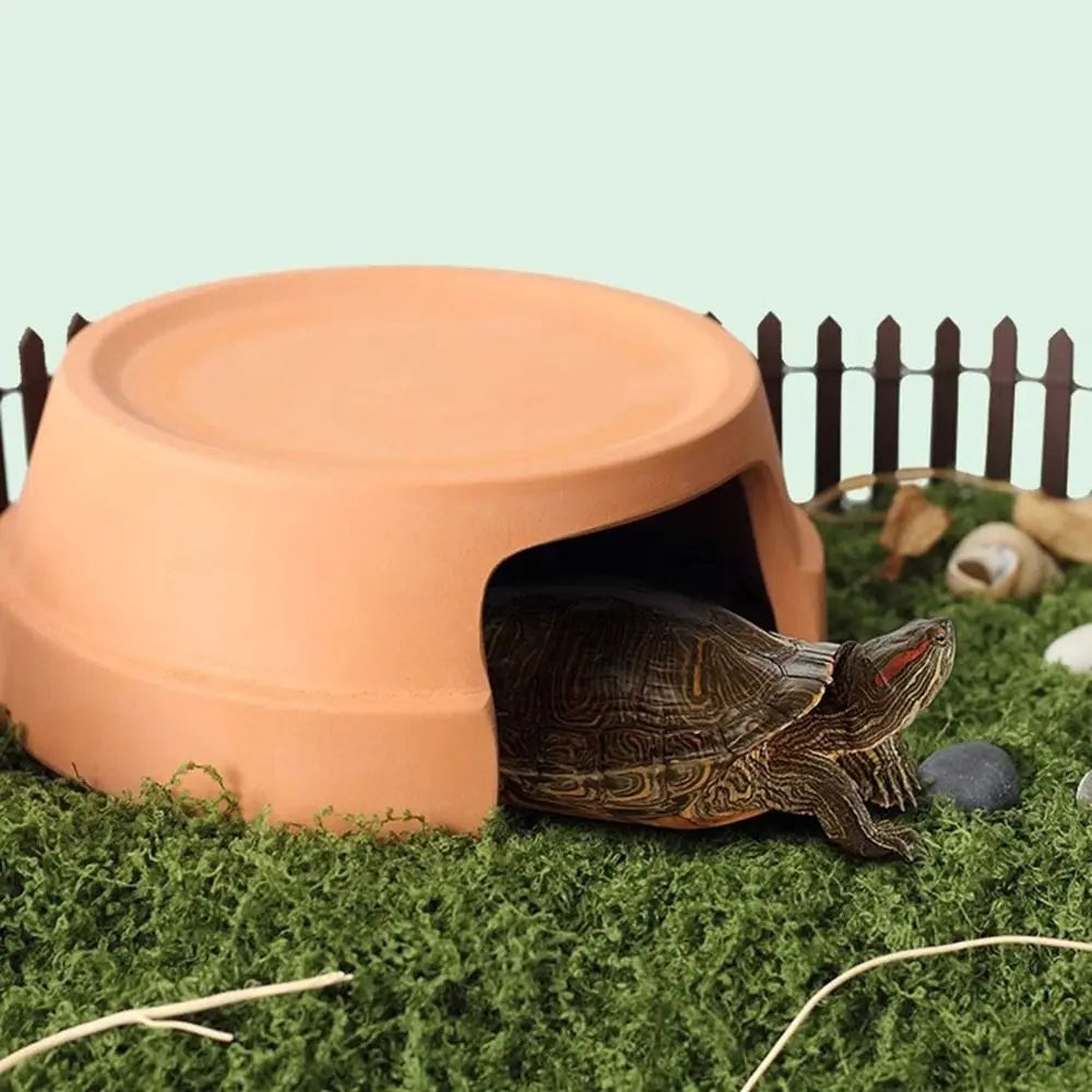 Multifunctional Ceramics Reptile Hide Box Decorative Hiding area Turtle Hideout Entrance Reptile Terrarium for Home