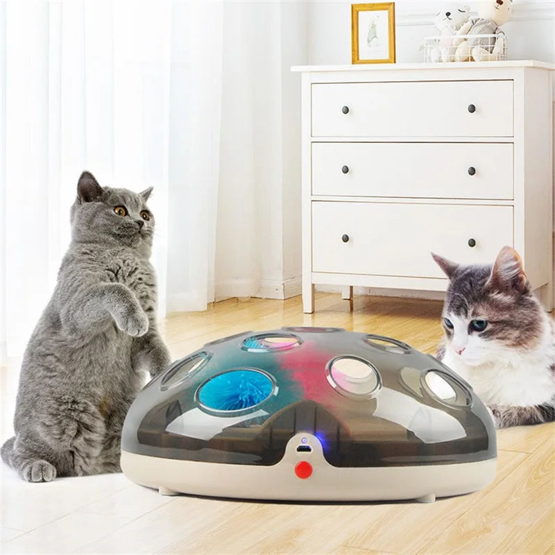 Electric Cat Toy Turntable Pet Interactive Kitten Catches Mouse Plush Toys Play Board Funny Cat Supplies Cats Scratching Board