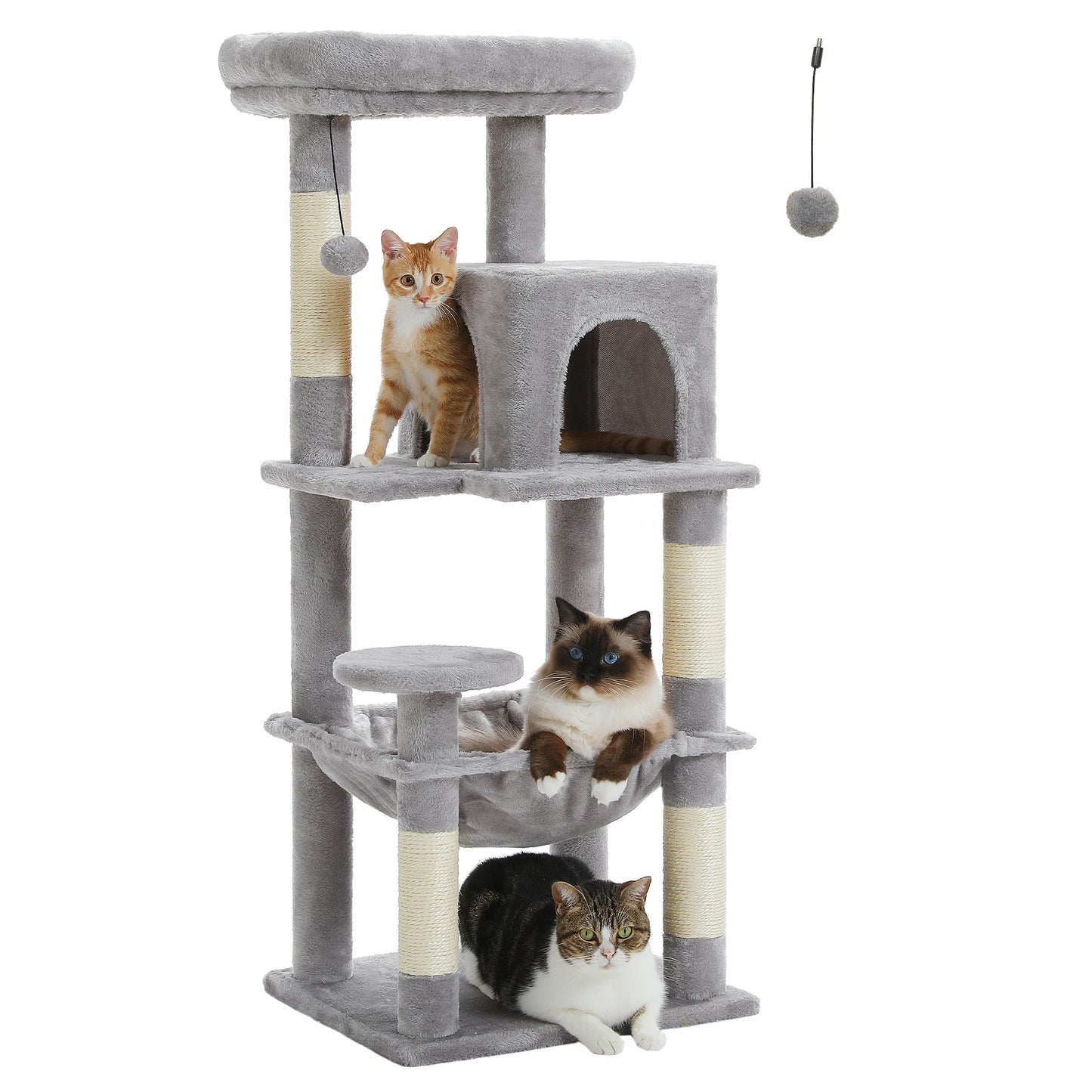 Cat Tree for Indoor Cats, 5-Level Cat Tower for Large Cats with Metal Frame Large Hammock Cat Condo with Big Top Perch