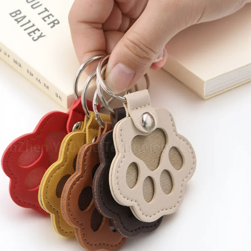 Leather Memorial Pet Hair Storage Bag Cat Paw Keychain Handmade Homemade Pet Memorial Keychain