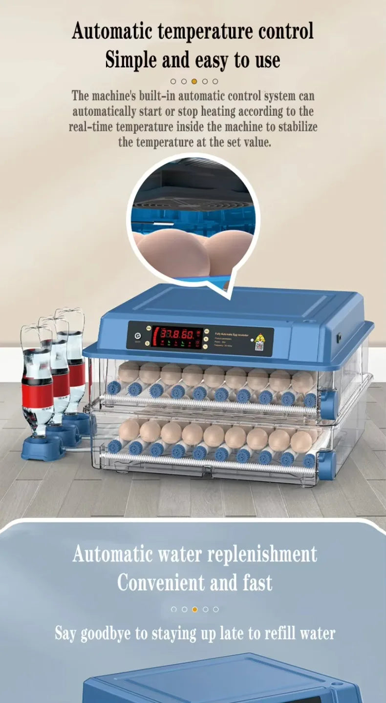 Intelligent Egg Incubator 6/9/12/15/24/36/48/56/64/98/120/128/152/176/192 Eggs for Ostrich Chicken Duck and other Birds