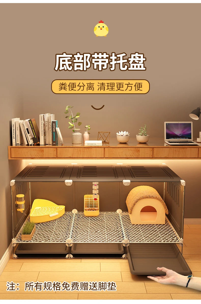 Large Quail Cage with 2-Tier Wire Floor & Droppings Tray, Ventilated Chicken Coop Foldable Breeding Box Educational Kids Project