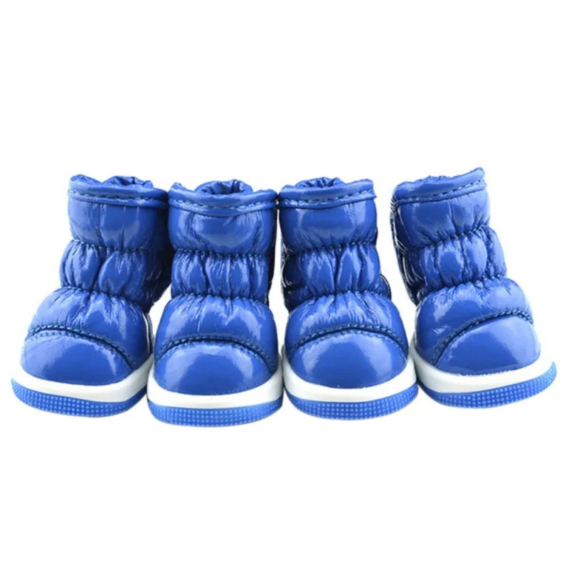 4pcs/sets Winter Dog Shoes Warm Fleece Puppy Pet Shoes Waterproof Dog Snow Boots For Small Dogs Chihuahua Yorkie Teddy Shoes