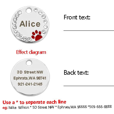 Cute Cat Tag Small Dog ID Tags Free Engraved Name Cats Kitten Name Tag Anti-lost Pet Collar Pendant Fish Shape & Cat Face Tags