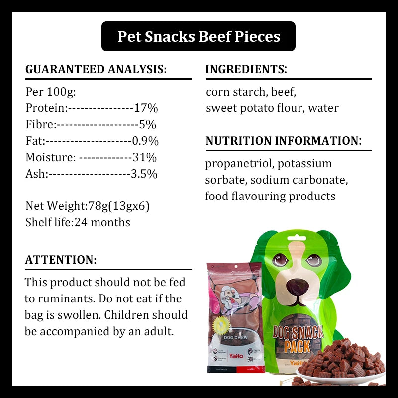 Diced Beef Particles Appetizing Digestive Nutritious Delicious Chewy Adult Dog Puppy Training Rewards Premium Beef Pet Snack