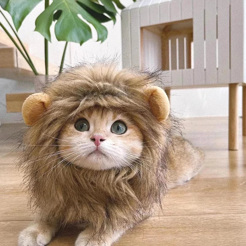 Cat Cosplay Dress Up Pet Hat Lion Mane for Cat Puppy Lion Wig Costume Party Decoration Halloween Christmas Cat Pet Supplies