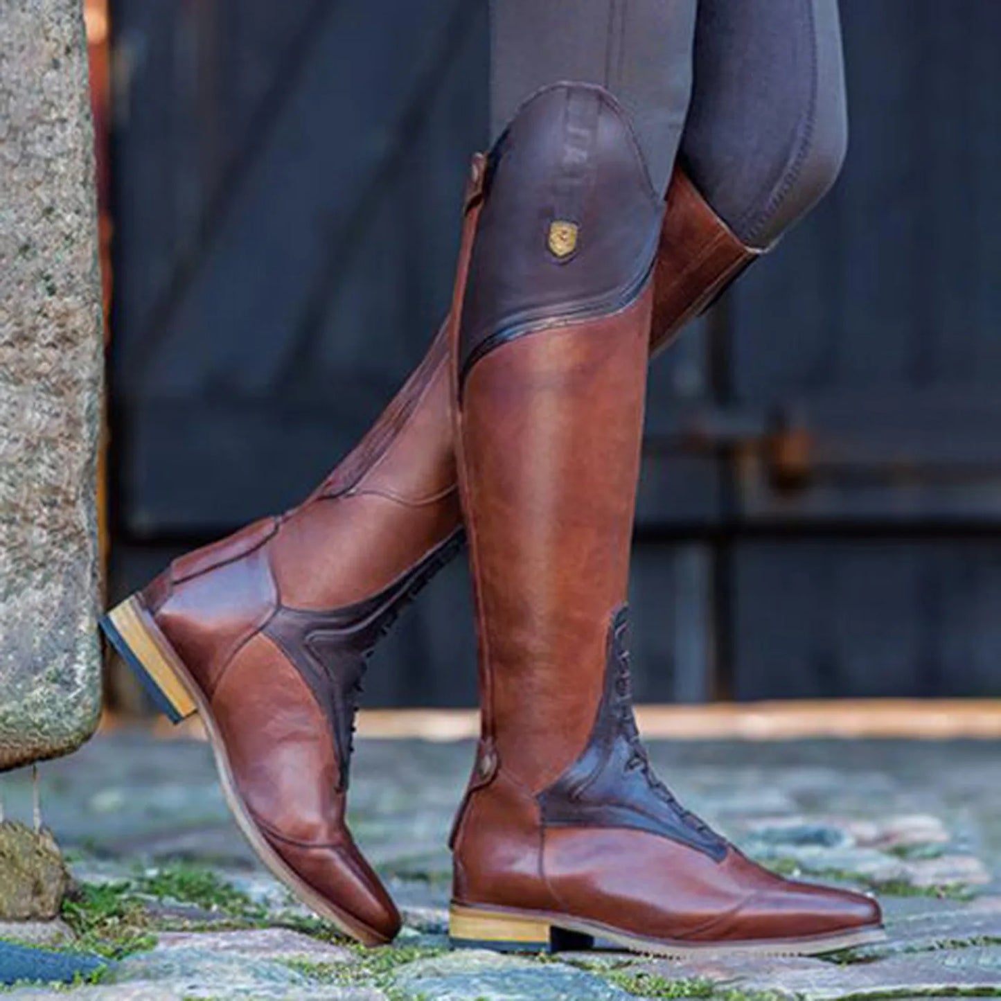 Equestrian Boots Genuine Leather Horse Riding Sports Training High Top Knight Boots Wear-Resistant Equipment