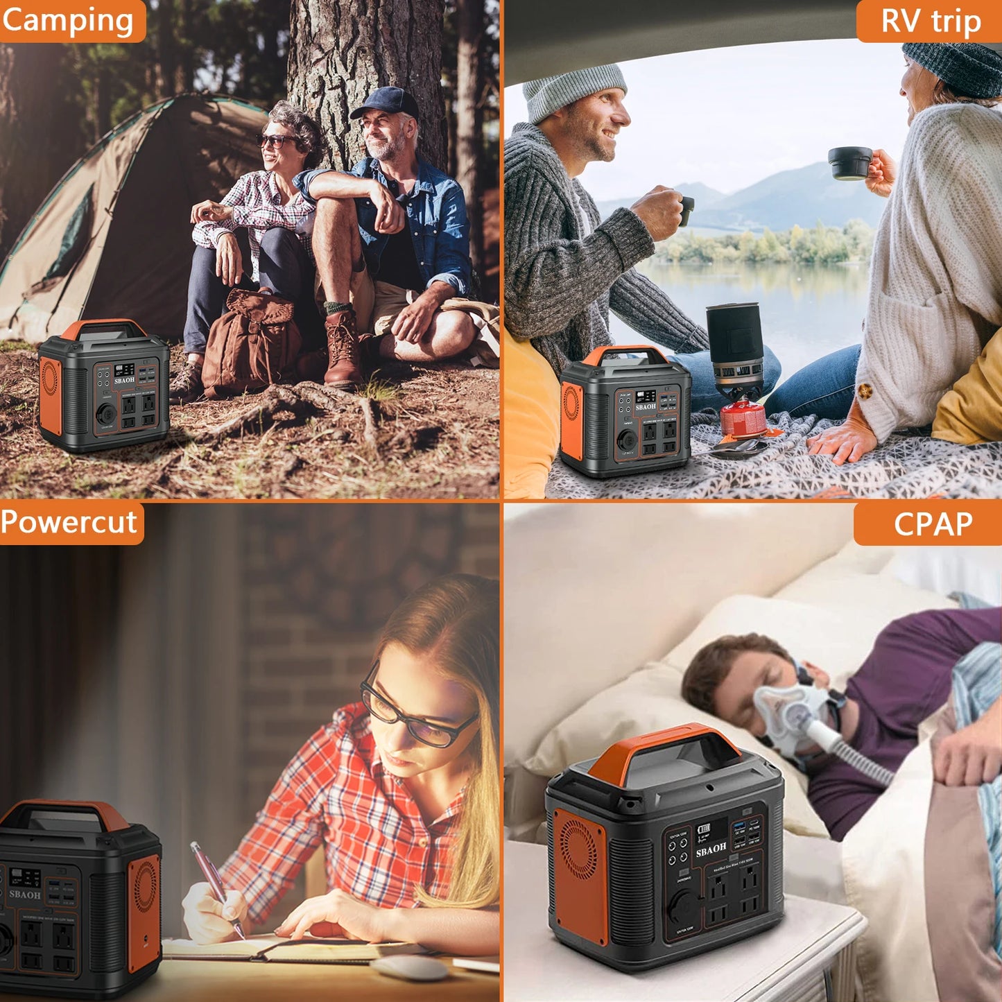 Portable Power Station, 300W 296W Solar Generator Quick Charge / 110V AC Outlets/DC Ports and LED Flashlight, Lithium Battery