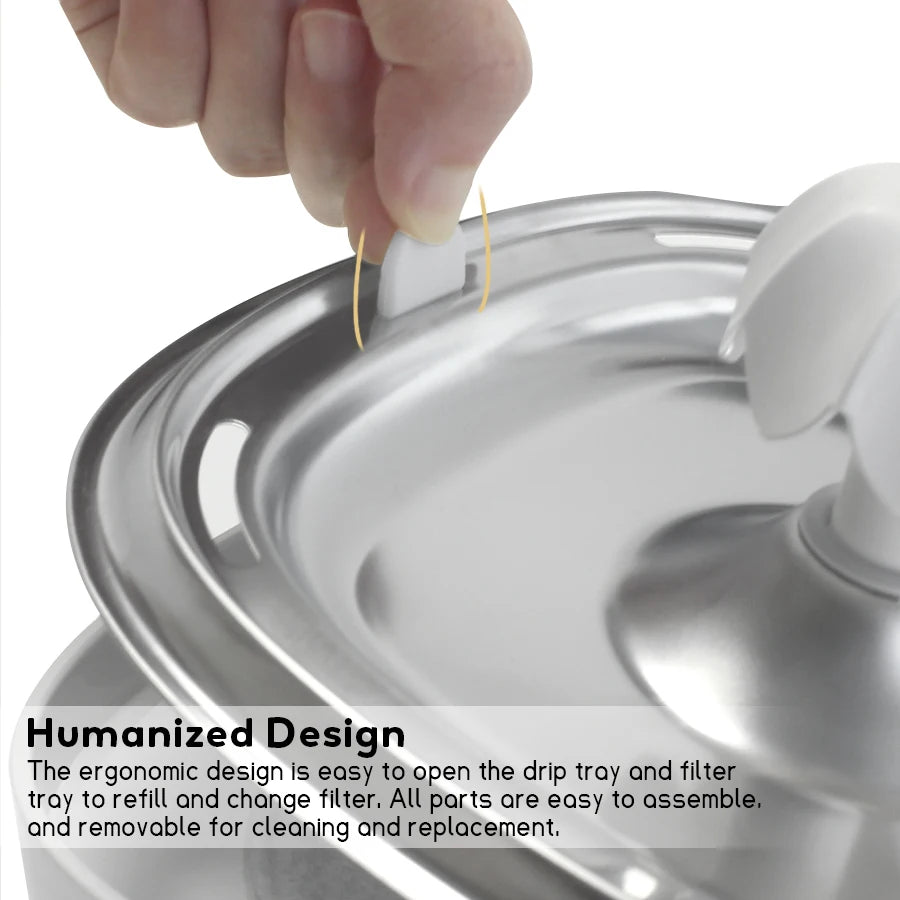 Cat Water Fountain Automatic Pet Water Dispenser for Cats Dogs with Stainless Steel Tray 6-level Filtering System fp10