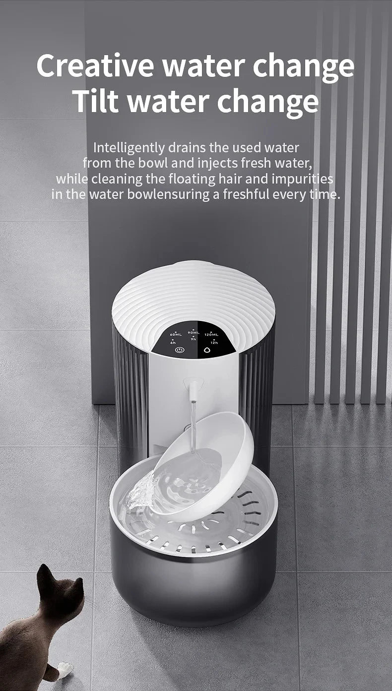 Large capacity 3L Pouring Cat Water Dispenser Smart Tilt Design Pet Water Fountain Separate Clean & Dirty Water For Cats Dogs