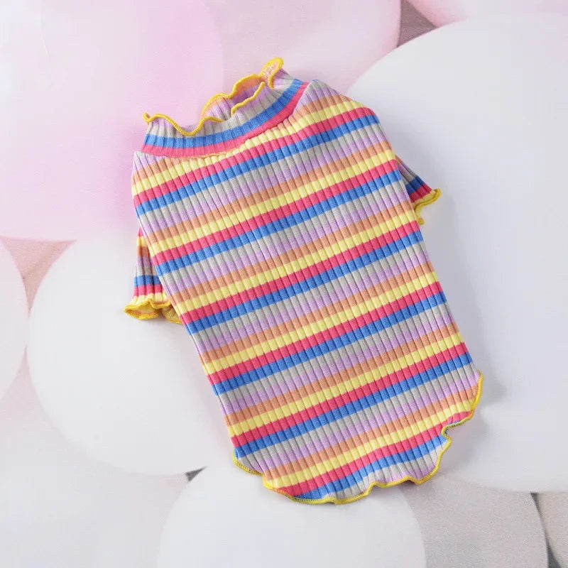 Spring Cotton Pet Cat Clothes for Cats Clothing Sweet Stripe Sphynx Cat Vest Shirt Hairless Cats