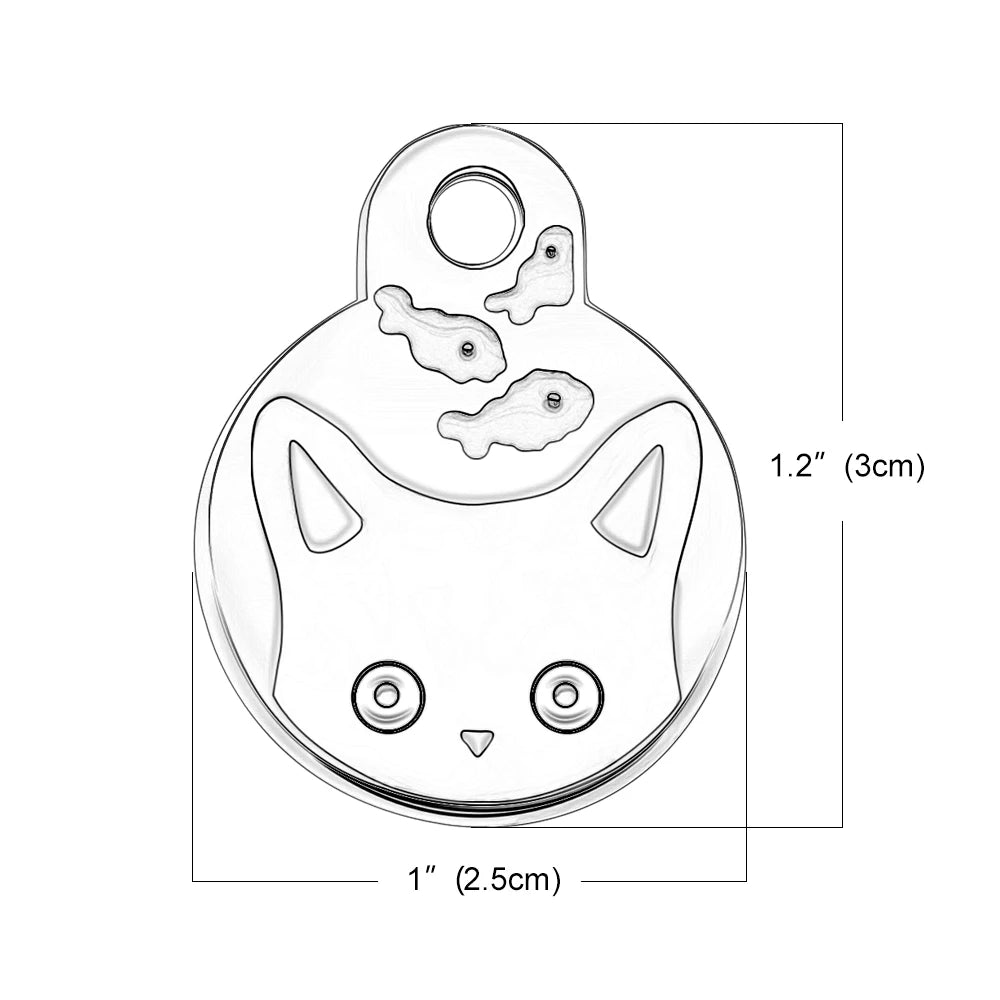 Cute Cat Tag Small Dog ID Tags Free Engraved Name Cats Kitten Name Tag Anti-lost Pet Collar Pendant Fish Shape & Cat Face Tags