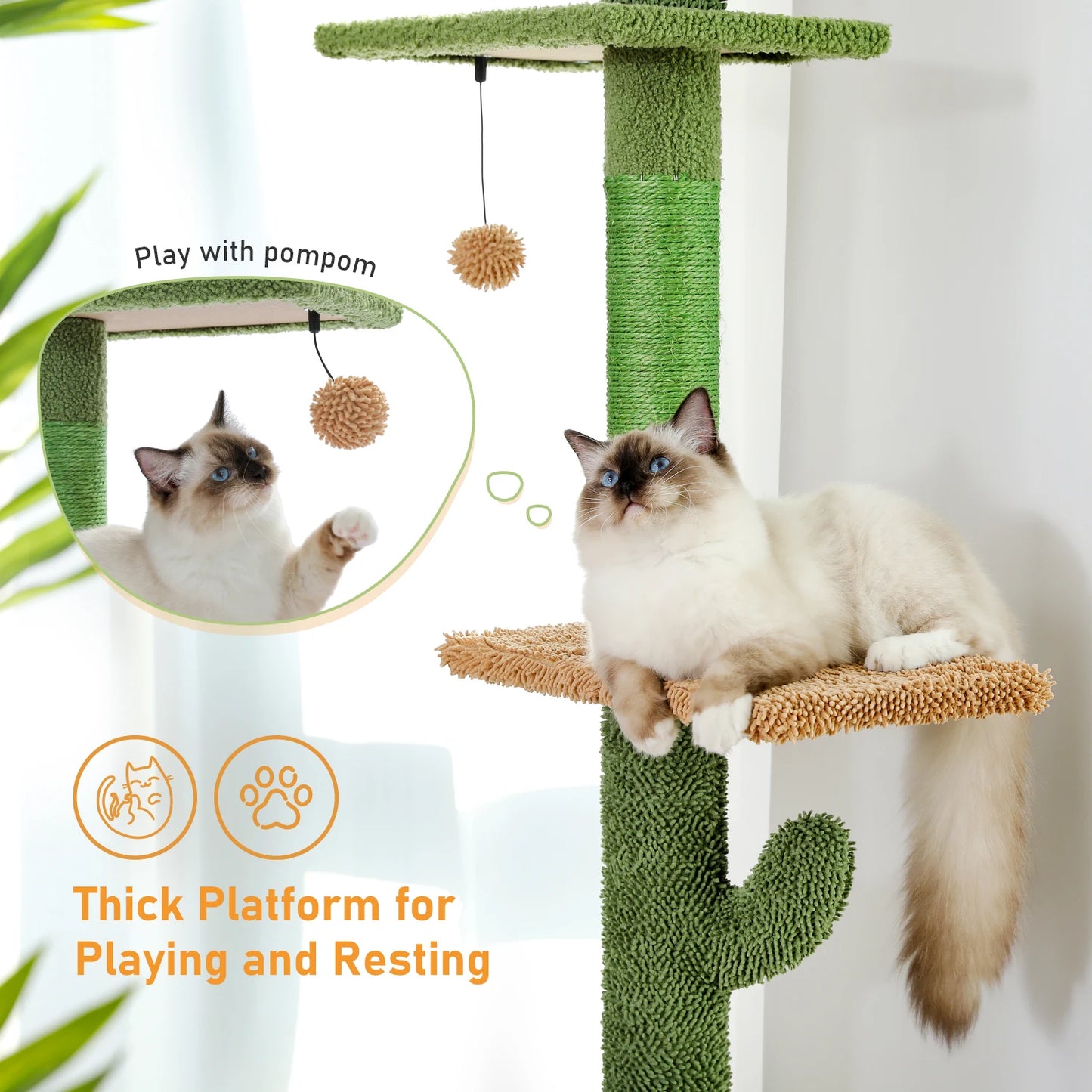 Adjustable Floor-to-Ceiling Vertical Cat Tree Tower Stable Tall Cat Climbing Tree Cat Kittens Cat Toy Suitable for Indoor Cats