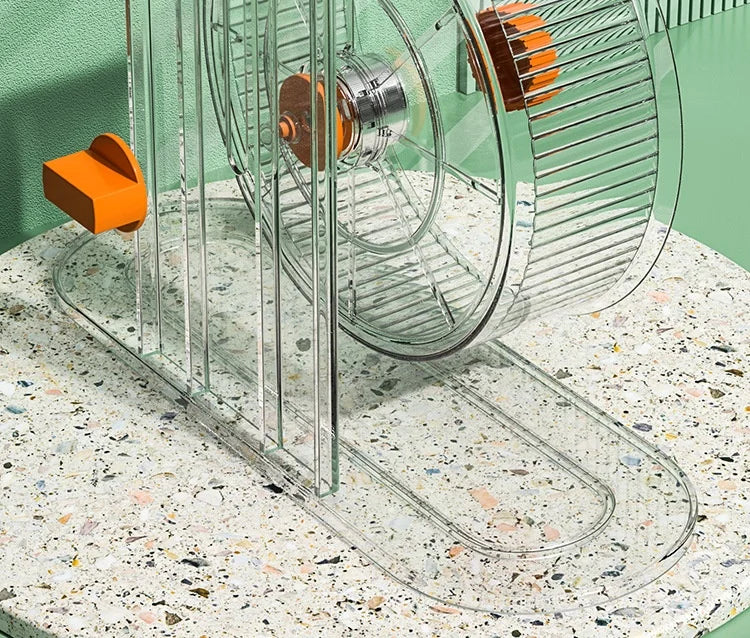 Hamster Silent Exercise Wheel - Dual ABEC-7 Bearings & Adjustable Stand, Extra Wide 28cm for Syrian/ Roborovski hamster, Anti-Shock Base