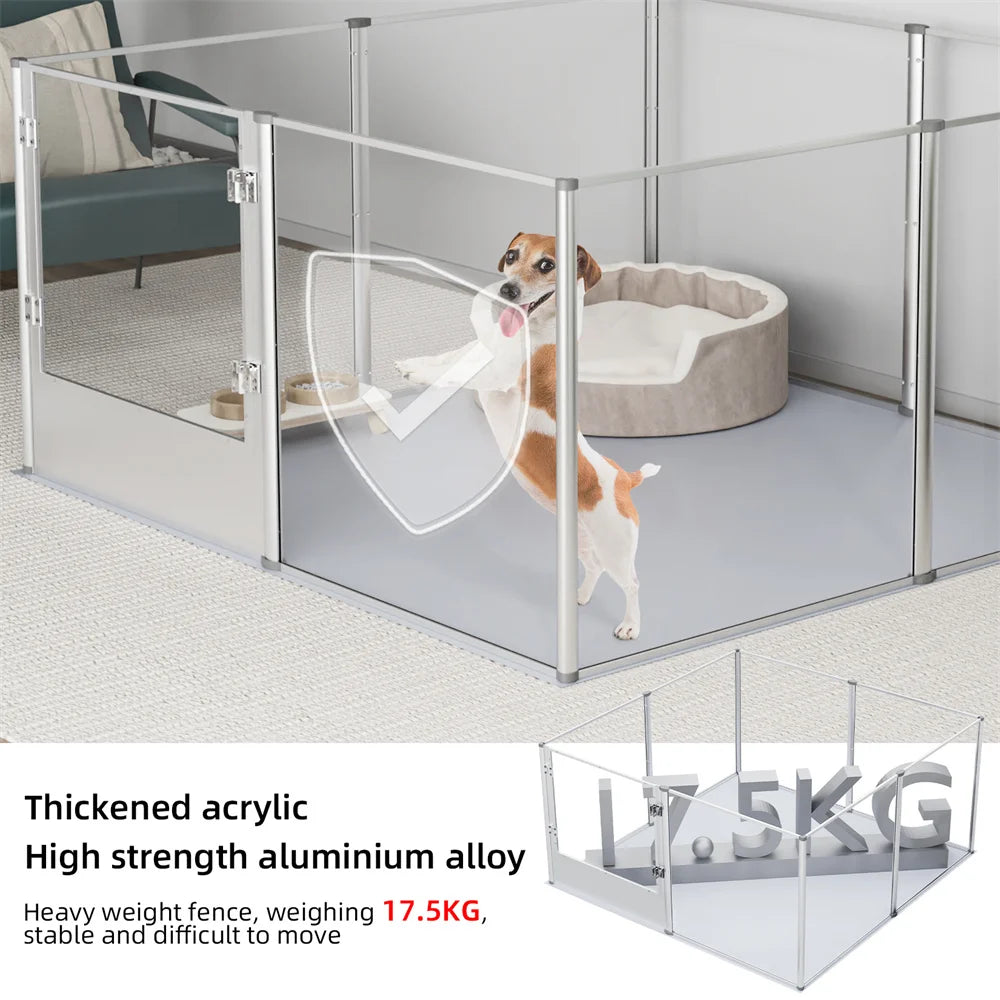 Extra Large Dog Playpen Acrylic Enclosure Pet Animal Bunny Ferrets Dog Fence Cage Whelping Box with Waterproof Fertility Pad
