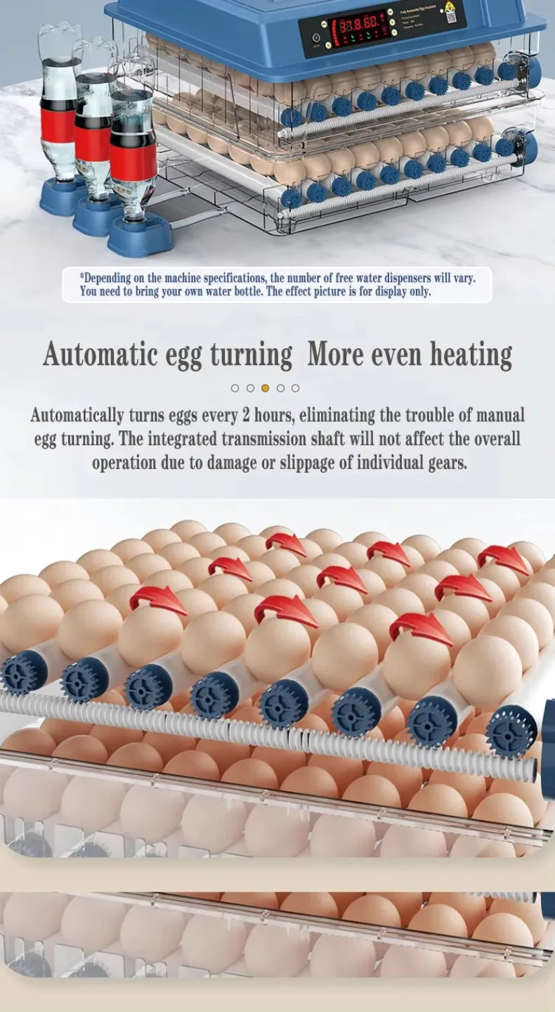 Intelligent Egg Incubator 6/9/12/15/24/36/48/56/64/98/120/128/152/176/192 Eggs for Ostrich Chicken Duck and other Birds