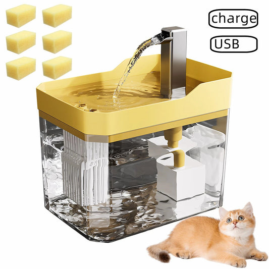 Cat Water Fountain Auto Filter Transparent  Drinker USB Anti-Dry Burning Recirculate Filtering Water Dispenser with Pump