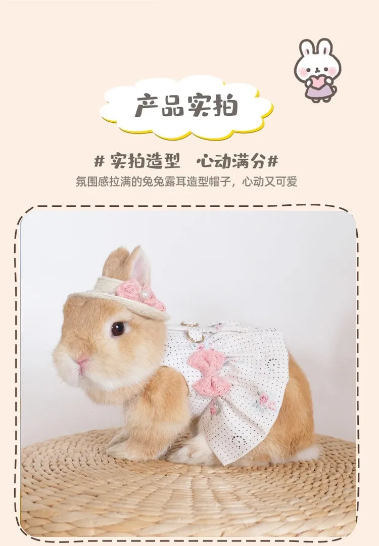 Fashion Rabbit Guinea Pigs Clothes Romantic Rose Princess Dress Set for Little Animals Bunny Chinchillas Suit Rabbit Supplies