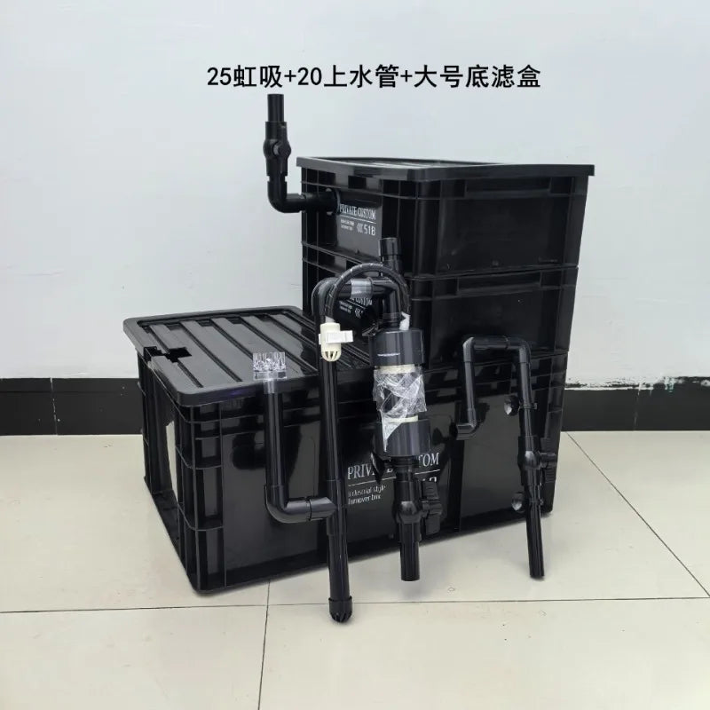 No punching, upper filter, bottom filter, siphon anti-overflow, automatic start-stop fish tank turnover box bottom filter