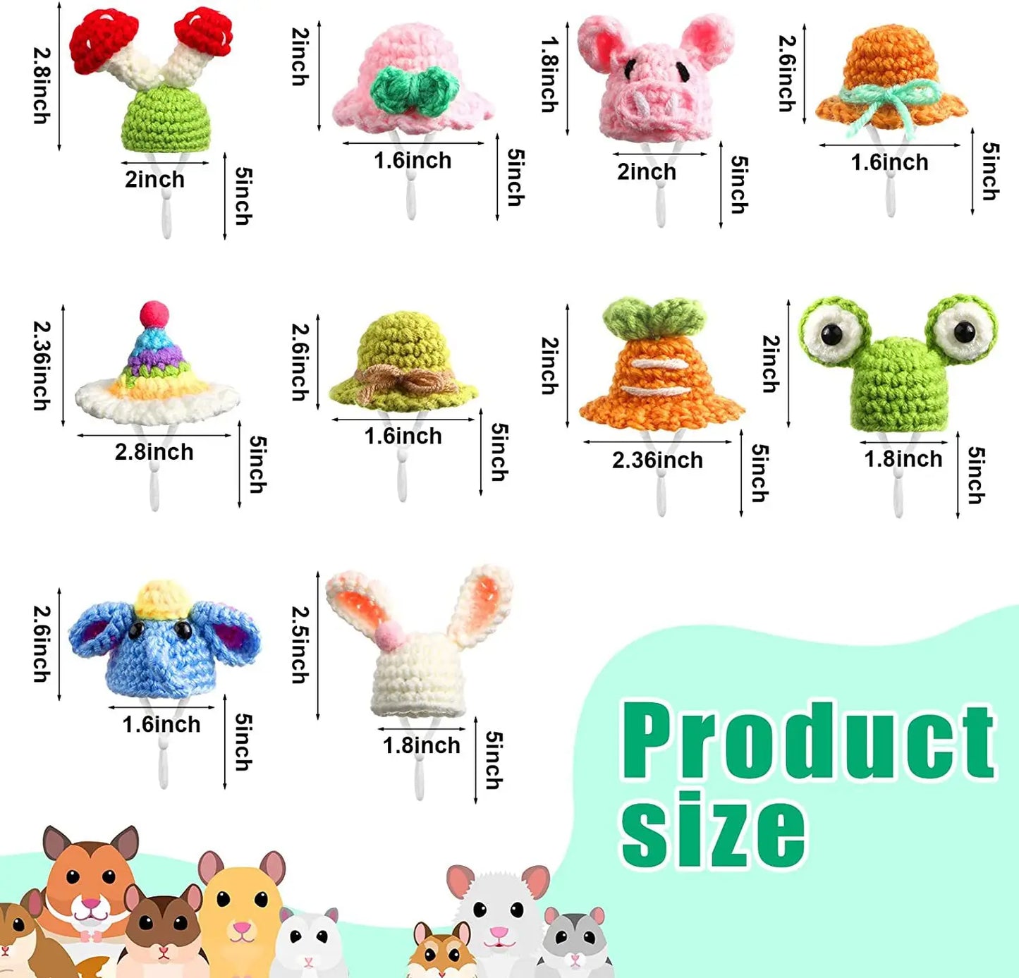 Cute Handmade Knitted Hat Hamster Decoration Chipmunk Guinea Pig Hamster Accessories Hamster Toy Halloween Christmas Pet Decor