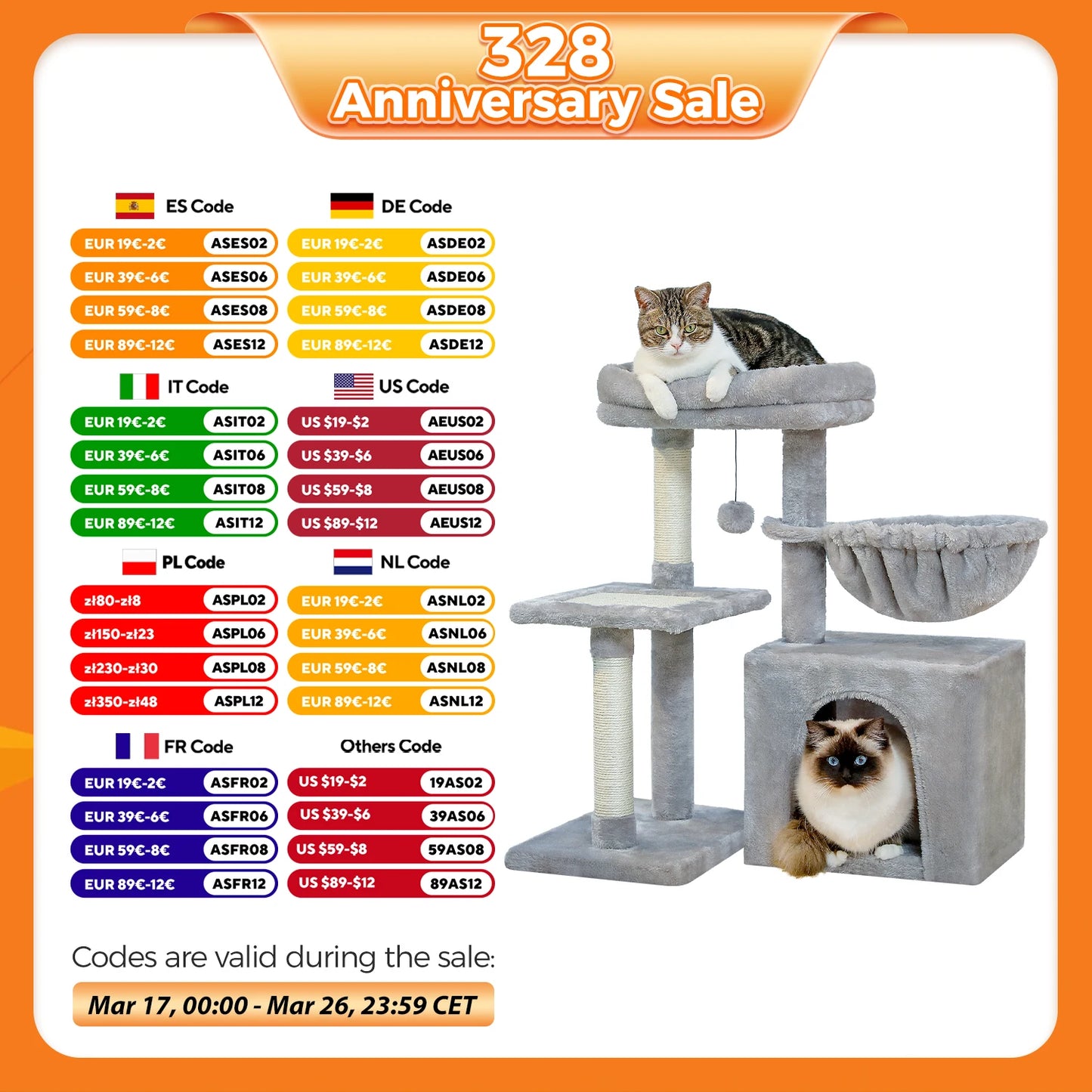 Cat tree Cat Tower for Indoor Cats Cat Activity Tree with Cat Scratching Posts Big Hammock and Removable Top Perch