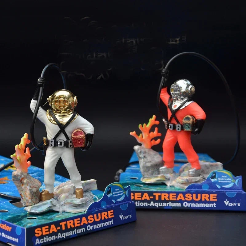 1Pcs Fish Tank Waterscape Frogman Diver Decoration Waterscape Box Ornaments Aquarium Air Pump Fish Tank Accessories