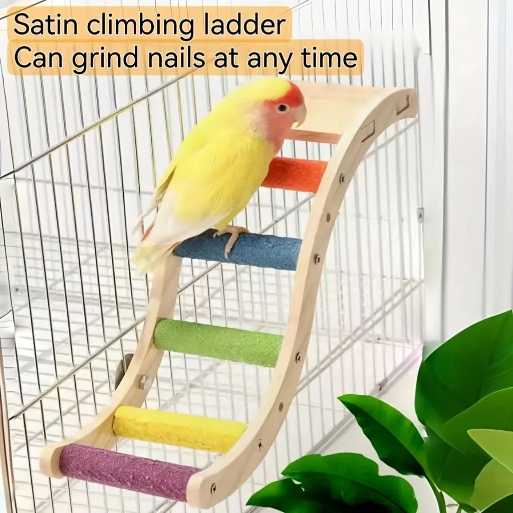 Parrot Ladder Toy Gnawing, Grinding Claws, Grinding Mouth Frosted Ladder Cloud Ladder Station Stick Climbing Platform