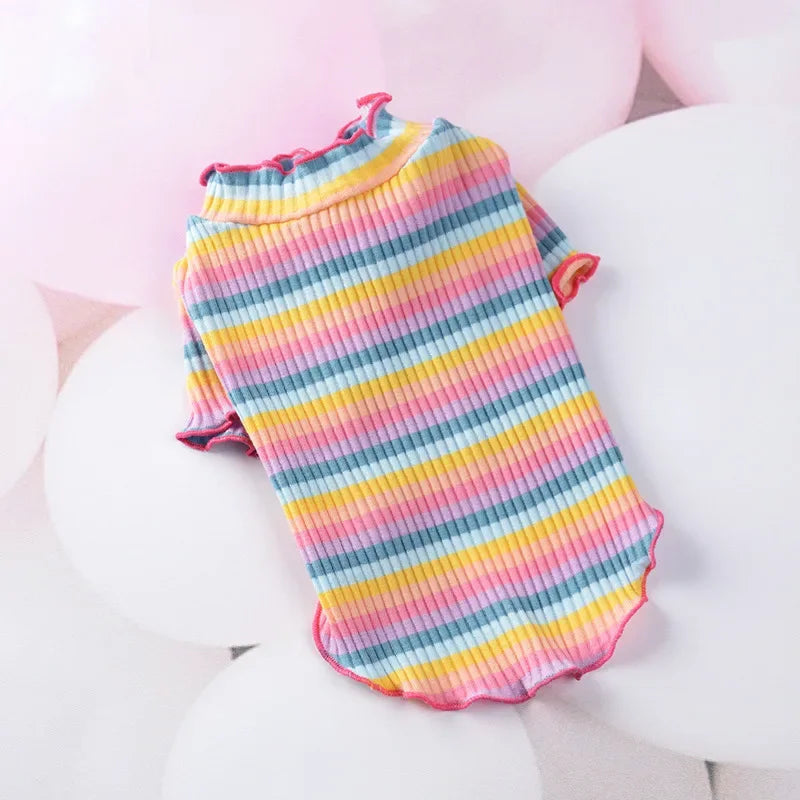 Spring Cotton Pet Cat Clothes for Cats Clothing Sweet Stripe Sphynx Cat Vest Shirt Hairless Cats