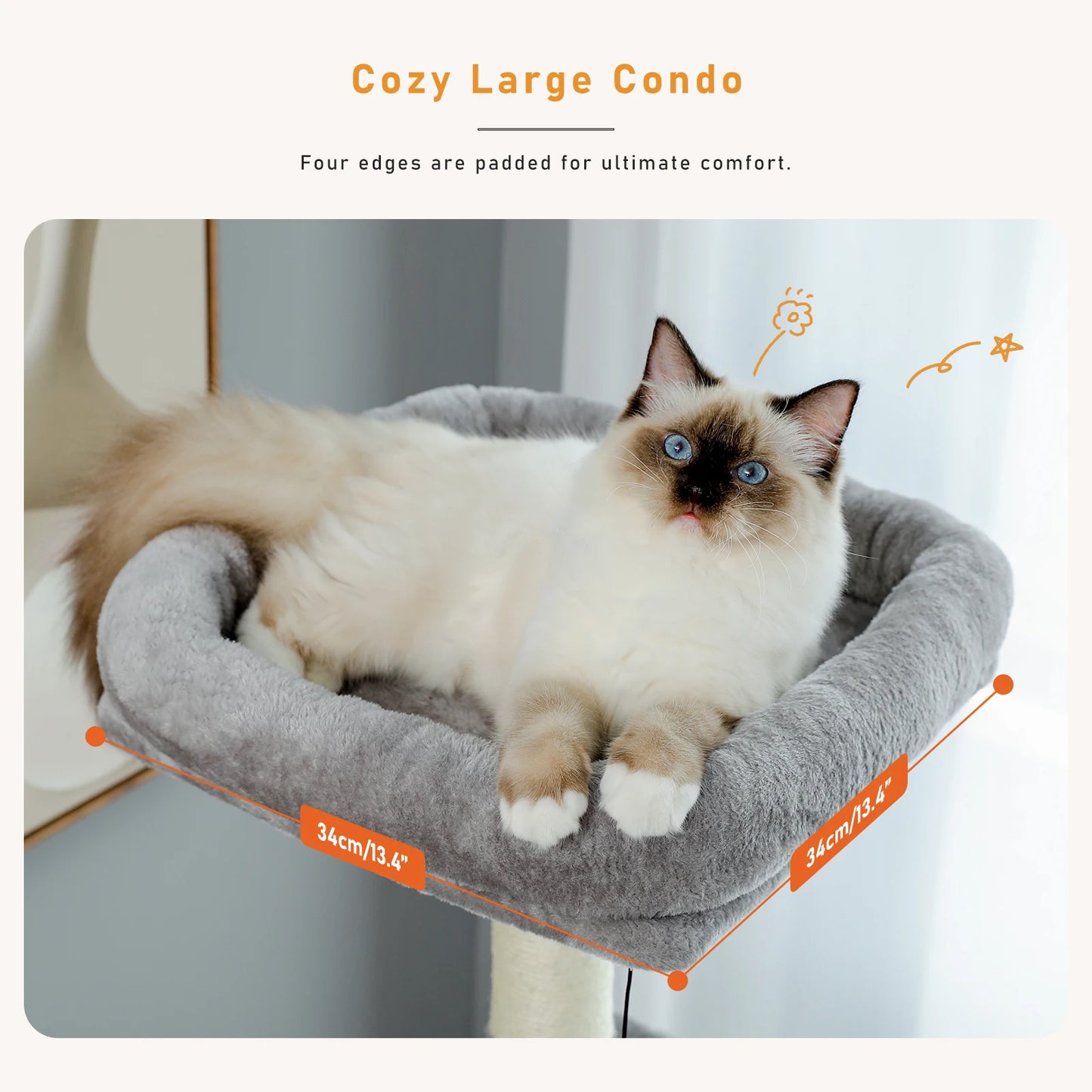 Pet Cat Tree House Condo Perch Entertainment Playground Stable Furniture for Kitten Multi-Level Tower for Large Cat Cozy Hommock