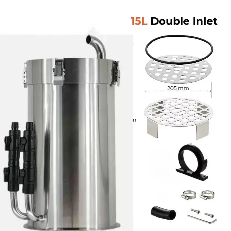 ADA Style External Aquarium Canister Stainless Steel Pro Canister Filter Fish Tank Filter Bucket Barrel Filter for Aquariums