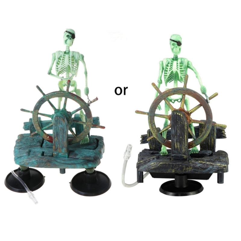 Aquarium Decor Pirate Captain Skeleton Safe for Freshwater and Saltwater Small Fish Tanks Betta Accessories Y5GB