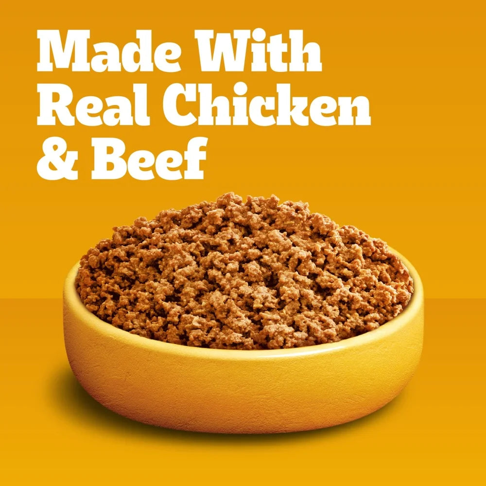 12 Pack Chopped Ground Wet Dog Food Puppies Chicken Beef Flavor 13.2 Oz Can Nutrient Rich Calcium DHA Healthy Development