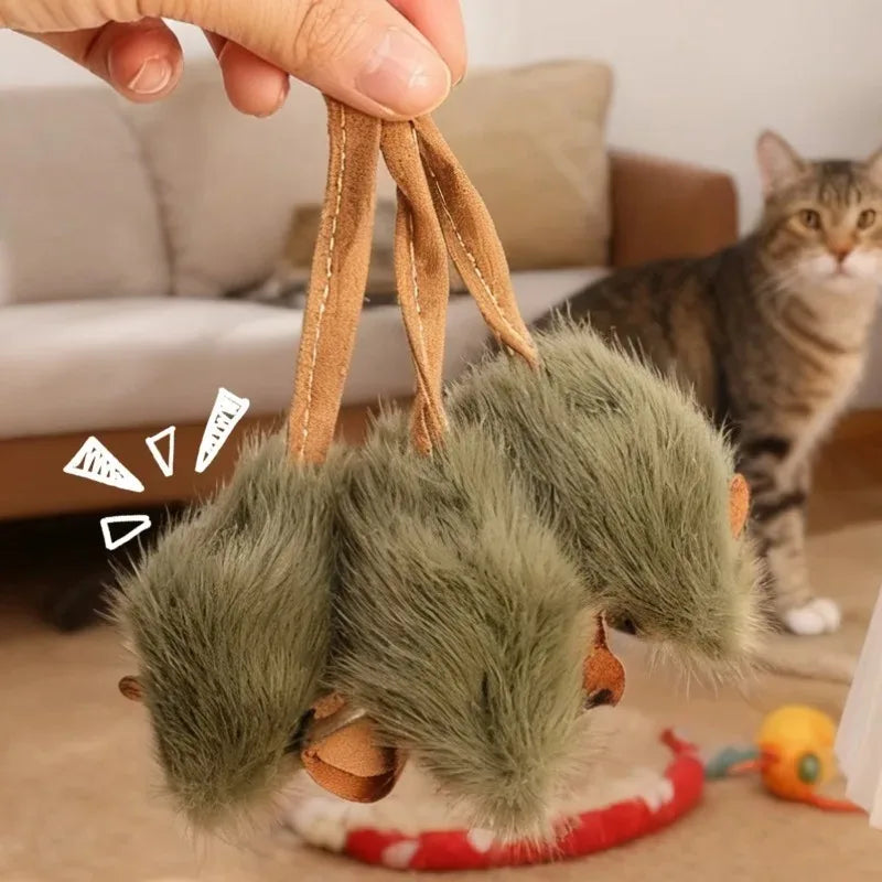Interactive Plush Mouse Cat Chew Toy Simulated Squeaking Mice Bite-resistant Kitten Toy Kitten Biting Running Rat Toy Pet Supply