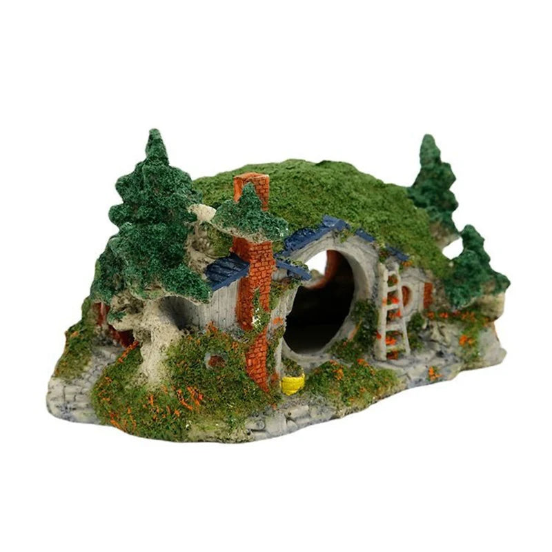 Ruiqi Aquarium Creative Landscaping Resin Hobbit House Dodging Fish Tank Decoration