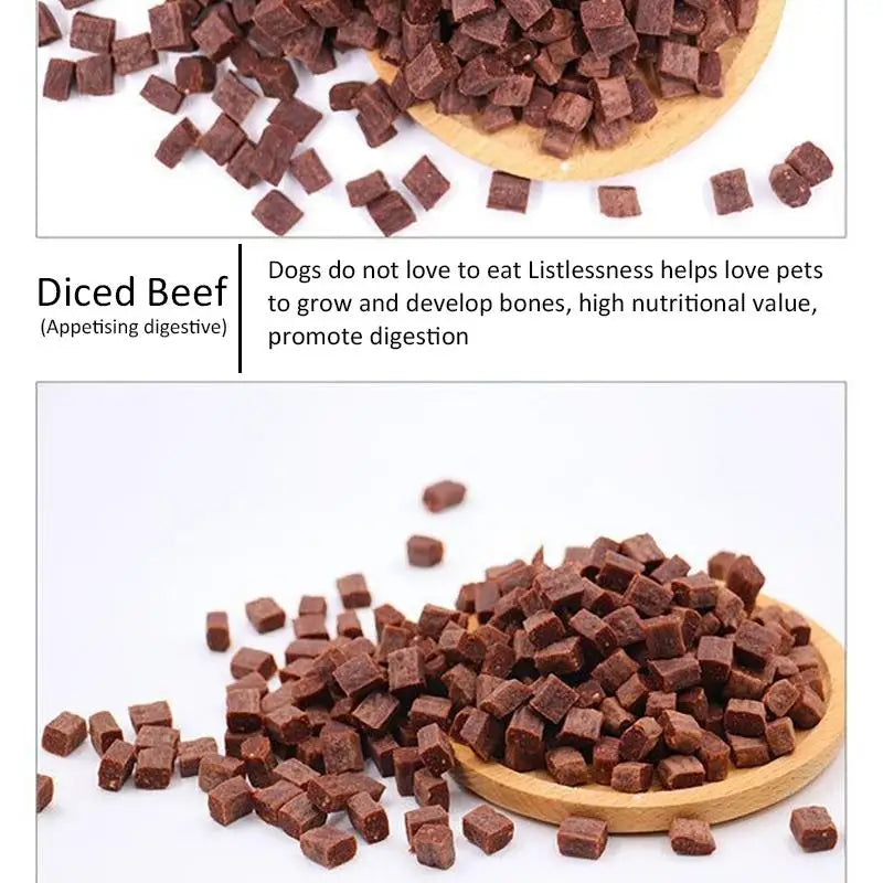 Diced Beef Particles Appetizing Digestive Nutritious Delicious Chewy Adult Dog Puppy Training Rewards Premium Beef Pet Snack