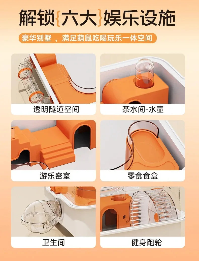 Hamster Cage Large Luxury Villa Three-layer Acrylic Panoramic Transparent Golden Bear Special Nest