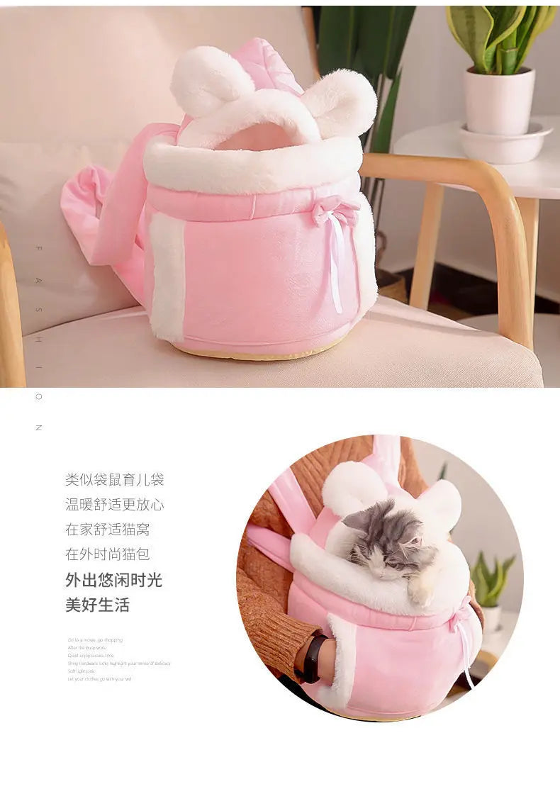 Pet Cat Bag for Winter Warmth, Portable Cat Outing Bag, Large Capacity, Soft and High Quality Fabric, Diagonal Crossing Pet Bag