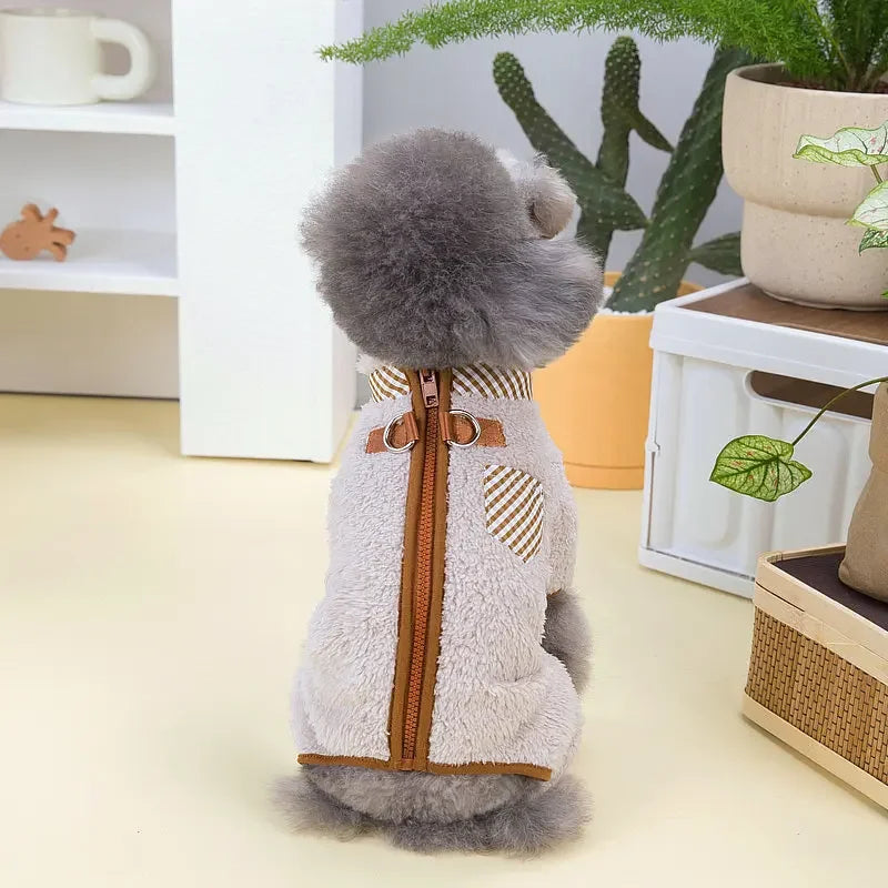 Towable Pet Jumpsuit with Buckle Winter Warm Puppy Dog Suit Clothes for Small Dogs Yorkshire Shih Tzu Overalls Clothing
