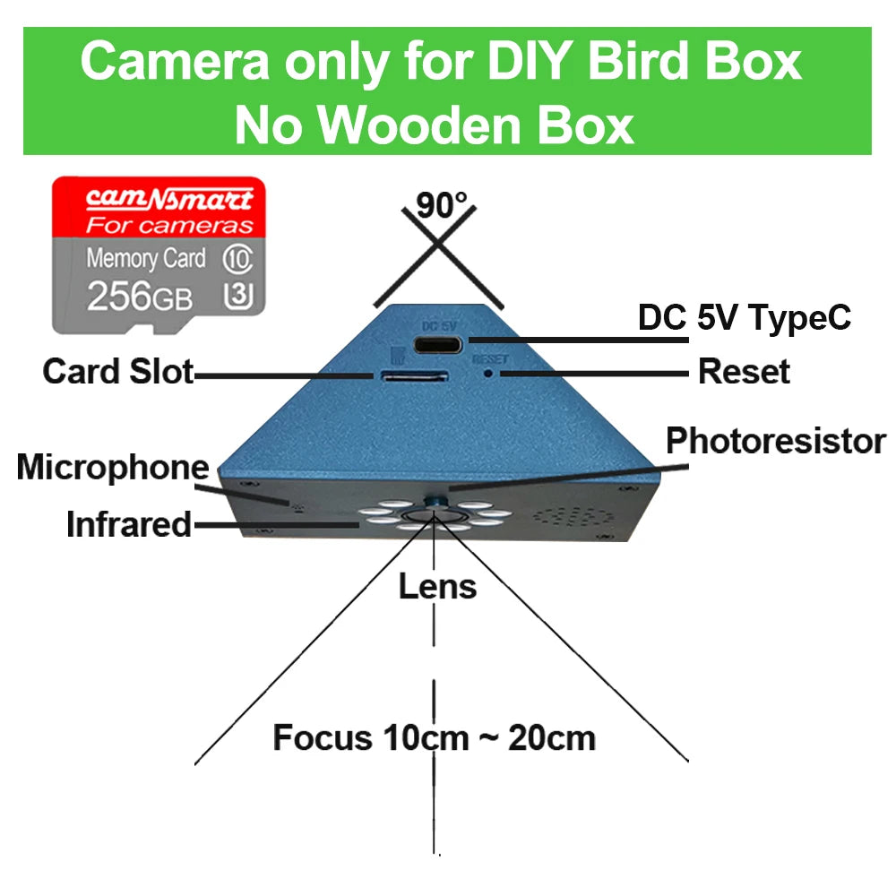 Tuya Smart Life WiFi HD Camera for Bird House Wireless APP Remote Live View Night Vision Plug-in Power Easy Install DIY Gift