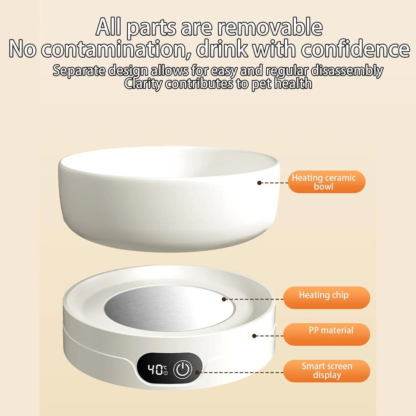 Heated Cat Dish 4 Temperature Settings Winter Pet Drinking Plate Thermal Heated Water Bowl for Chickens Ducks Birds Animals Dogs