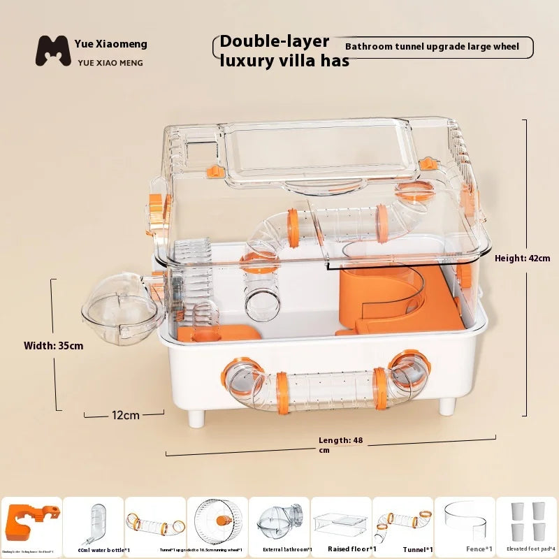Hamster Cage Large Luxury Villa Three-layer Acrylic Panoramic Transparent Golden Bear Special Nest