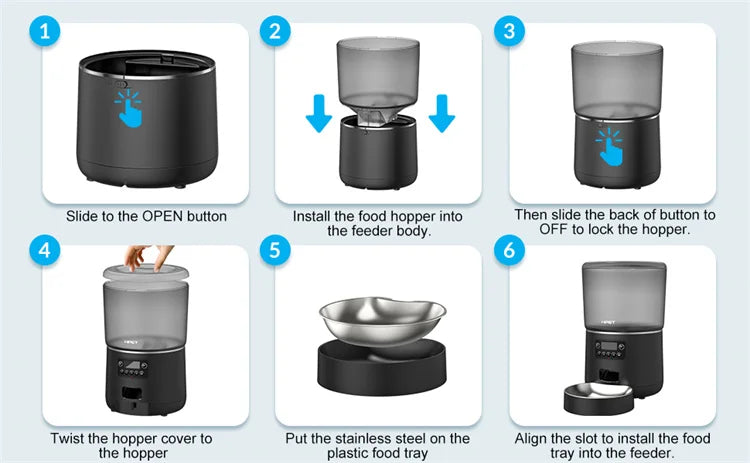 NPET 4L Automatic smart pet feeder for cats & dogs multiple pets with stainless steel bowl Customize healthy food 1-9 portions