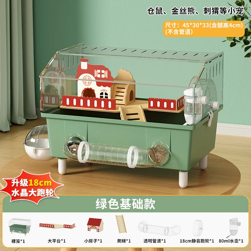 Transparent Acrylic Hamster House, with Tunnel,