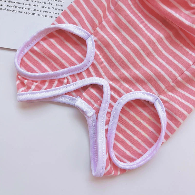 Breathable Pets Striped Overalls For Dogs Tie Dyeing Cat Clothing Sterilization Animal Suit All Season Dog Postoperative Clothes